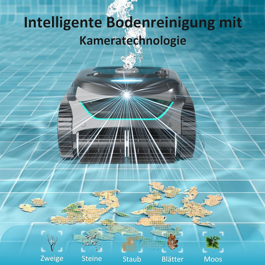Modo Living WYBOT C2 Vision AI Kabelloser Poolroboter, Akku, Boden & Wand, Zweischicht-Filter, starke Absaugung, bis 180m2