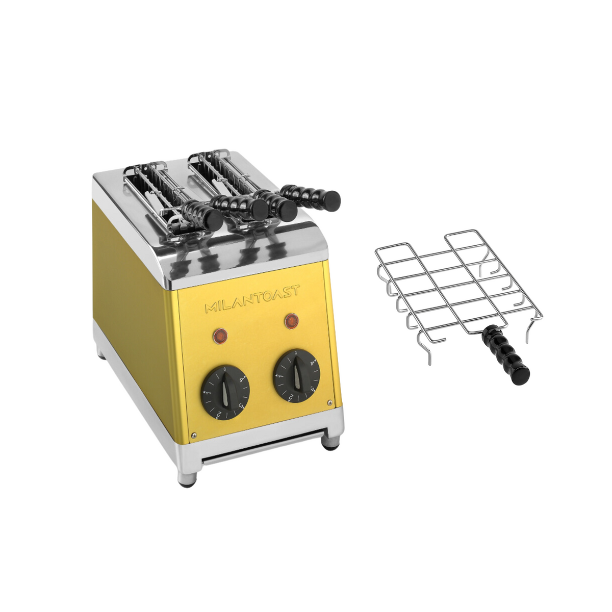 Milantoast 2-er Toaster mit Zangen mit Brötchenaufsatz
