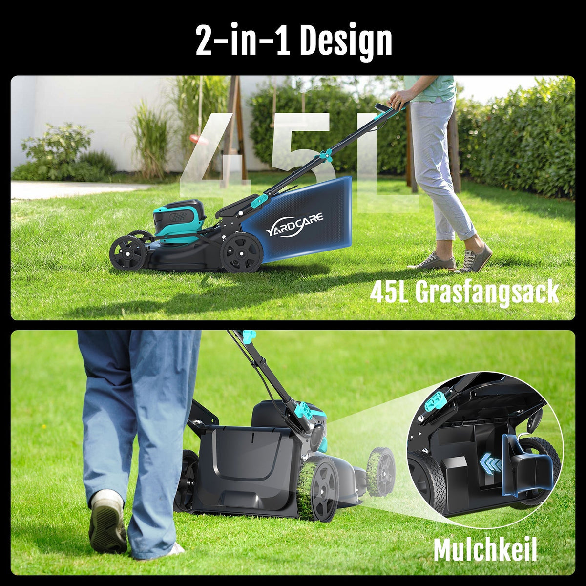 Modo Living YARDCARE 16" bürstenloser Akku-Rasenmäher