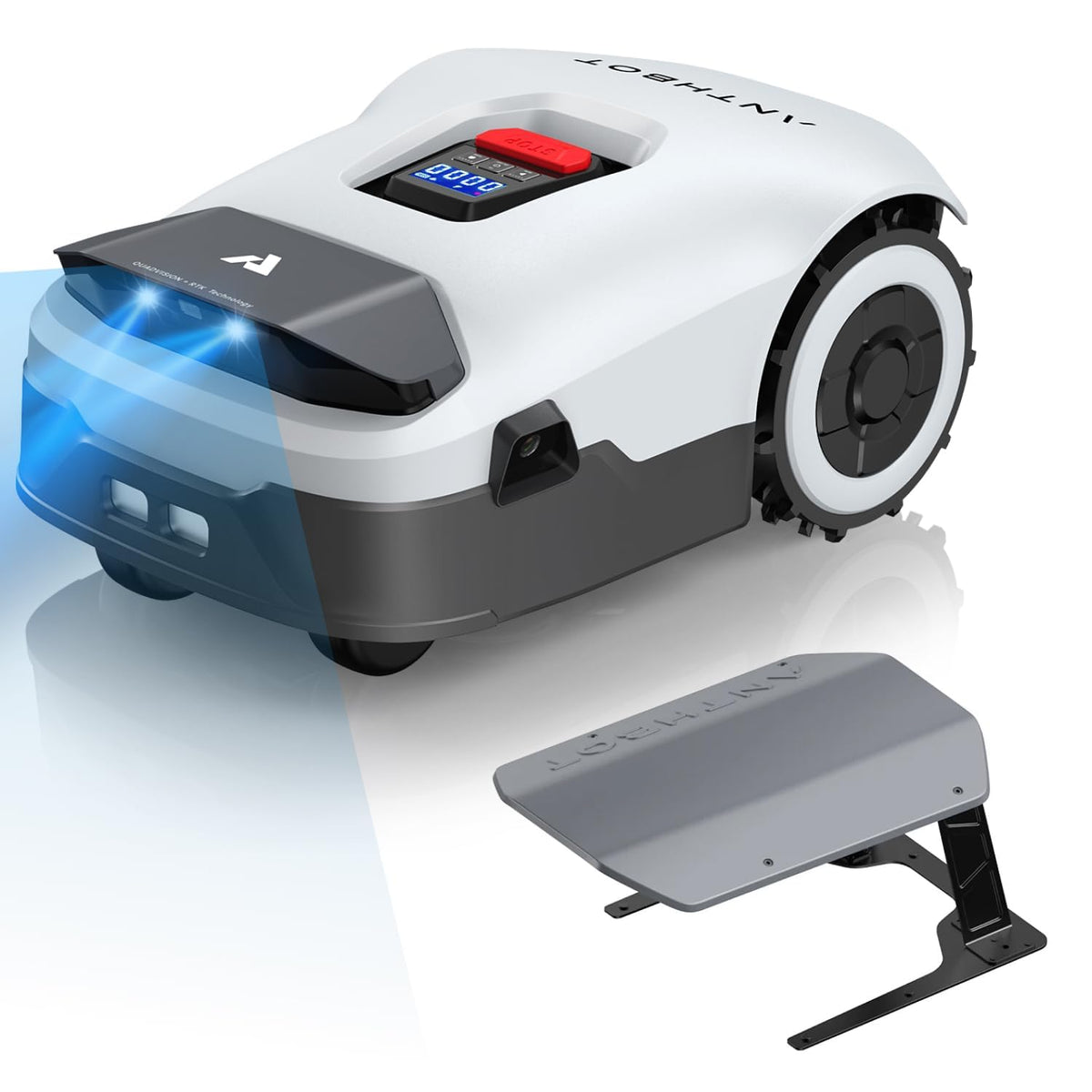 ANTHBOT Genie Mähroboter ohne Begrenzungskabel 3600 m2, Full Band RTK + 4-Augen-Vision Roboter-Rasenmäher, 30+ Mehrzonen-Management, KI-Intelligente Hindernisvermeidung & Rasenpflege - Genie 3000