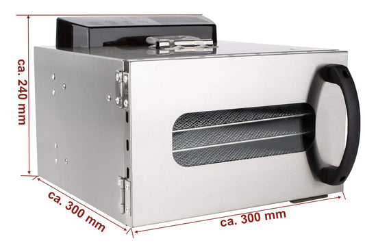 Beeketal 'BDA-15' Dörrautomat aus Edelstahl mit 10 Etagen, Zeitschaltuhr (max. 24h), einstellbarer Temperatur (30-90 °C) und LED Bedienfeld - Profi Gastro Dörrgerät inkl. 10 Einlegegitter