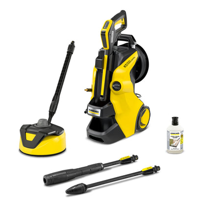 Kärcher Hochdruckreiniger K 5 Compact Home, Druck: max. 145 bar, Durchfluss: max. 500 l/h, Flächenleistung: 40 m2/h, Wasserfilter, Gewicht: 12 kg, mit Flächenreiniger T 5, Stein- und Fassadenreiniger