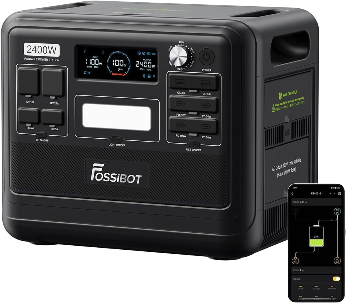 Modo Living FOSSiBOT Powerstation 2048Wh LiFePO4, 2400W, USB & QC