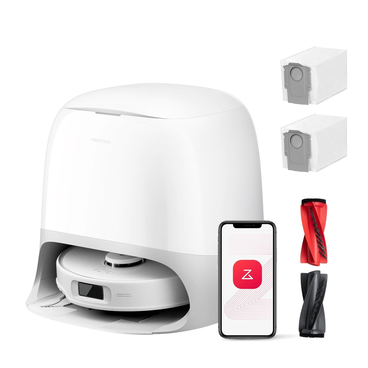 roborock Qrevo Curv Robot Vacuum Cleaner with Mop Function and Lifting Mop, Dual Anti-Tangle System, AdaptiLiftTM Chassis, 18,500Pa, 75°C Hot Water Mop Wash, Intelligent Dirt Detection & Voice