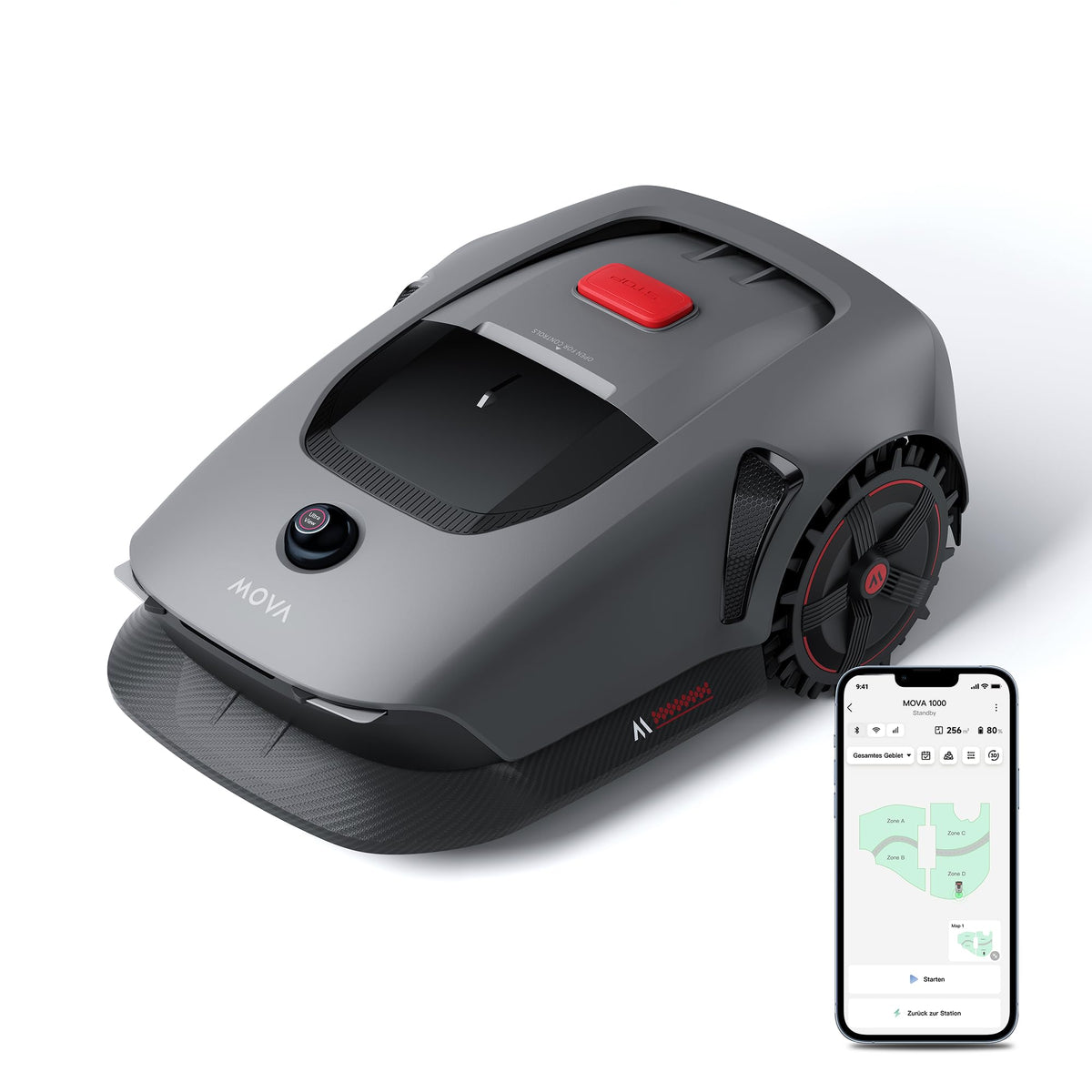 MOVA 600 Kit, Rasenmäher Roboter mit 81x Ersatzmesser,3D-LiDAR kabellose Einrichtung & genaue Kartierung bis 600 m2, Smarte Hindernisvermeidung, App-Steuerung, U-förmiges Schneiden