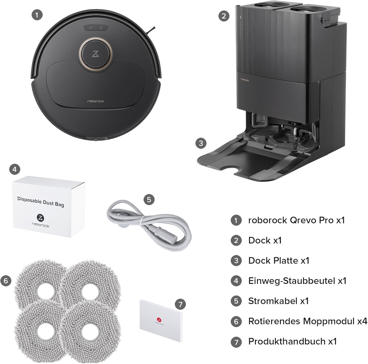 Modo Living Roborock Qrevo Pro Set, 7000 Pa, FlexiArmTM, 60 °C Moppreinigung