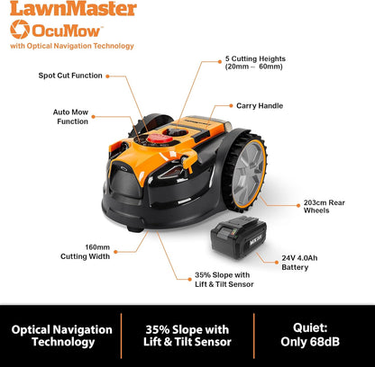 Modo Living LawnMaster OcuMowTM 24V kabelloser Roboter-Rasenmäher & Trimmer