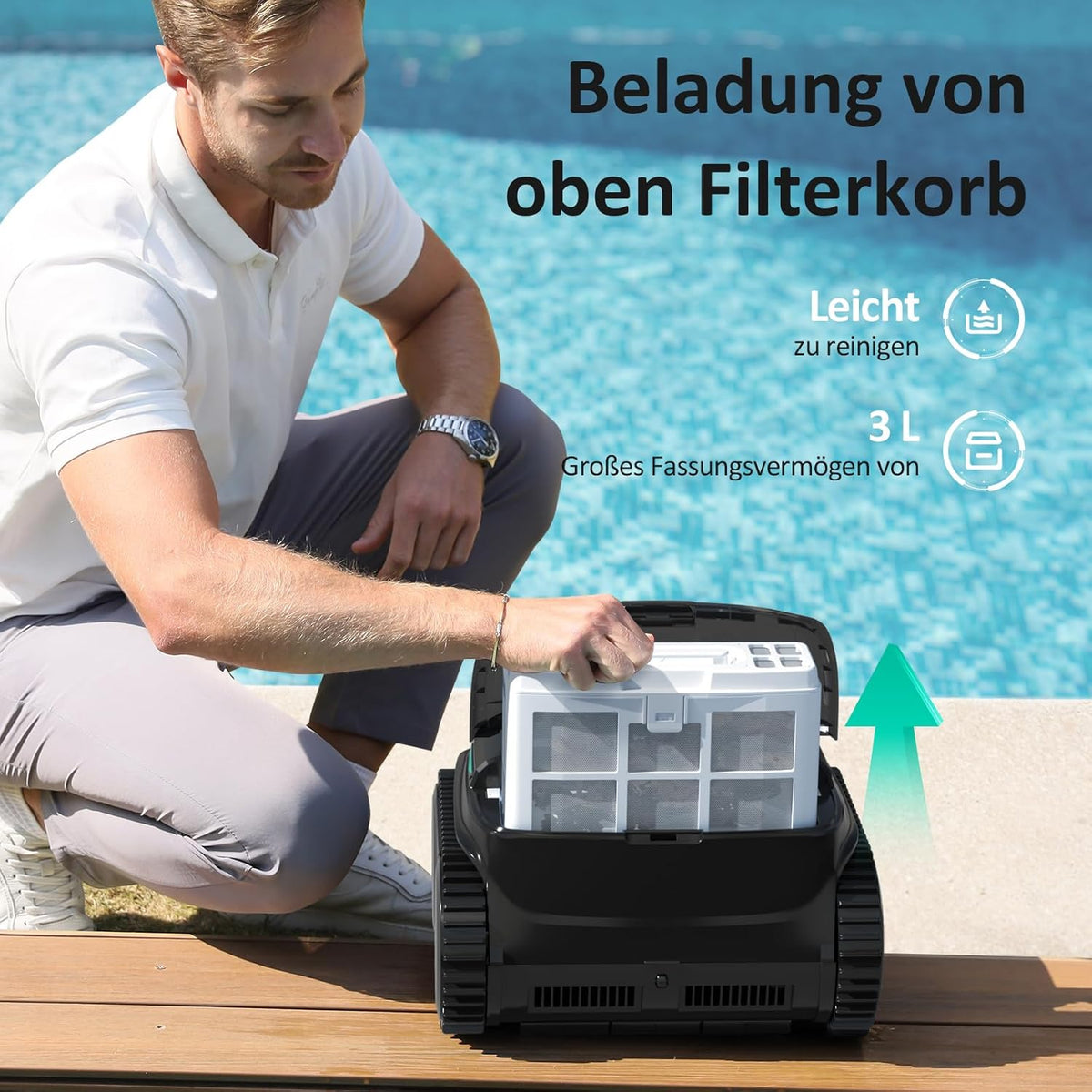 Modo Living WYBOT C2 Vision AI Kabelloser Poolroboter, Akku, Boden & Wand, Zweischicht-Filter, starke Absaugung, bis 180m2