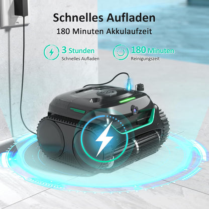 Modo Living WYBOT C2 Vision AI Kabelloser Poolroboter, Akku, Boden & Wand, Zweischicht-Filter, starke Absaugung, bis 180m2
