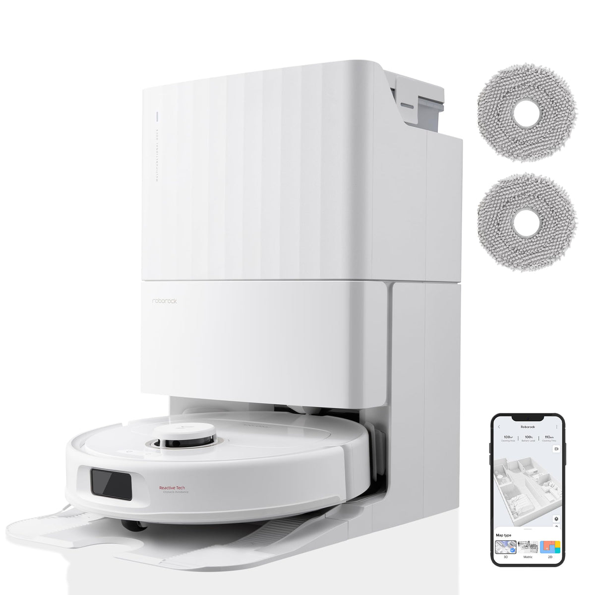 roborock Qrevo Pro Set Saugroboter mit Wischfunktion&Hebarem Wischmopp, 7000Pa, FlexiArm DesignTM Kantenreinigung, 60 °C Heißwasser-Moppwäsche, zusätzlich 2 Wischmops, Roboterstaubsauger-Set(Schwarz)