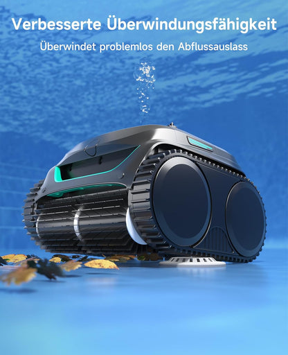 Modo Living WYBOT C2 Poolroboter Akku, Boden & Wand, bis 150m2, Doppelfilter, 3 Motoren, Wandkletter, 183 Min, App, Schwarz-Grün B