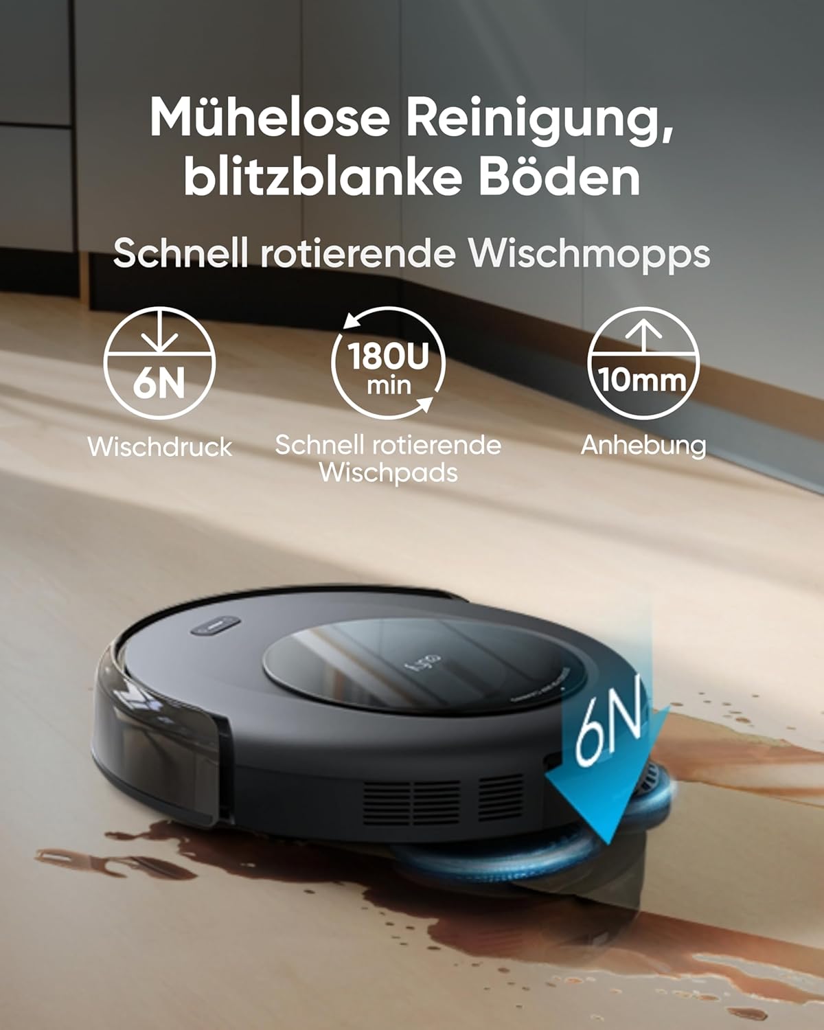 Modo Living Eufy Omni C20, 7.000Pa, All-in-One-Station, Auto-Entleerung & -Reinigung, 8,5 cm, mit Wischfunktion