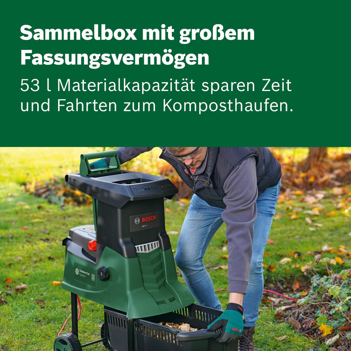 Modo Living Turbinenhäcksler AXT 25 TC (2.500 W; geeignet für Holz und harte Gartenabfälle; integrierte Fangbox 53 l; in Karton)