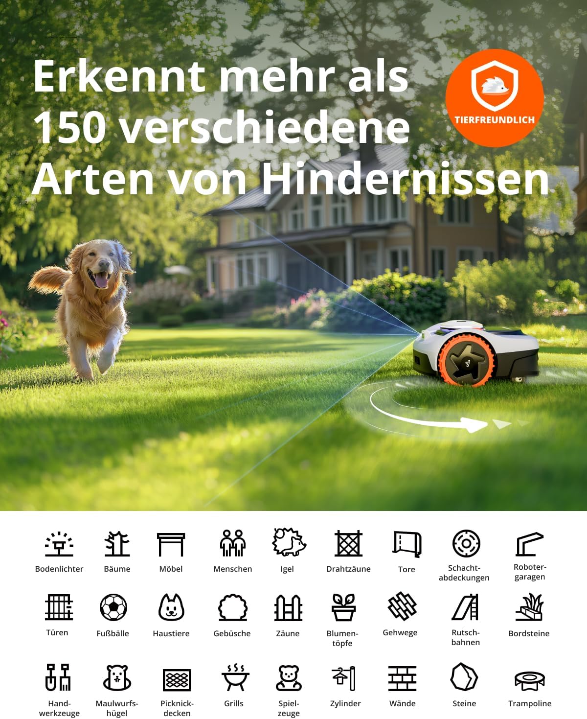 Modo Living i105E Mähroboter 500 m2, RTK+Vision, Igelschutz & KI