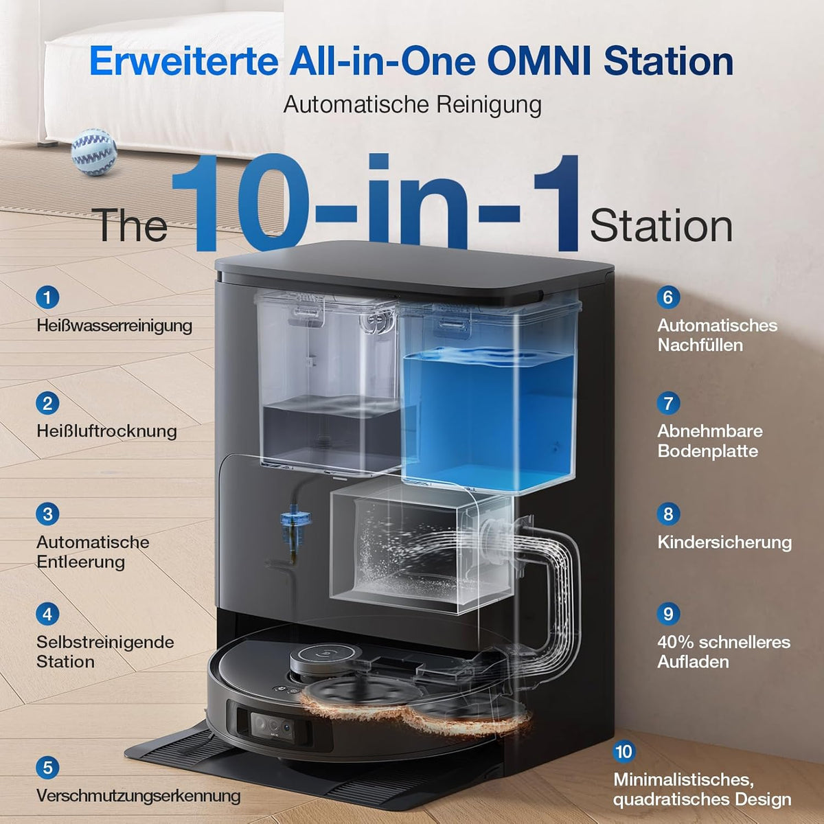 Modo Living Deebot T30S Pro, 11,000Pa, Heißwasser-Wischung, ZeroTangle, TruEdgeTM, KI-Navigation