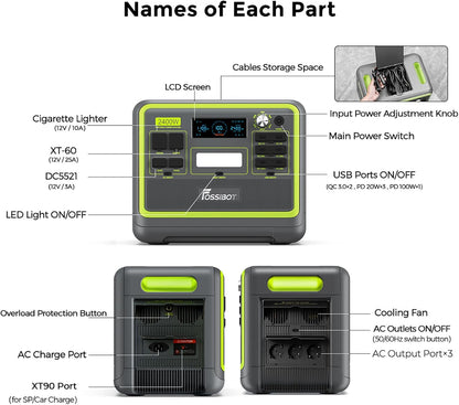 Modo Living FOSSiBOT F2400 Powerstation 2048Wh, 2400W (4800W Peak), 3 AC Ausgänge