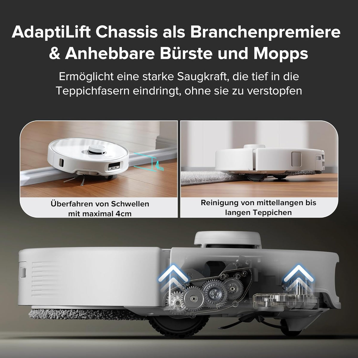 Modo Living Roborock Qrevo Curv, 18,500Pa, Hebemopp, 75°C Wäsche, Anti-Tangle, Sprachsteuerung