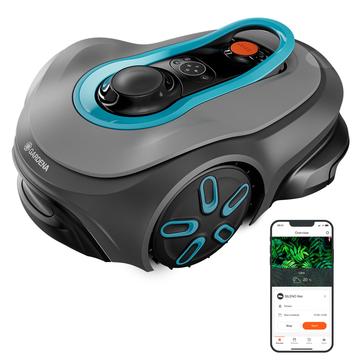 Gardena smart SILENO Free Set 1100 m2 Mähroboter, kabellos, für Rasenflächen bis 1.100 m2, LONA Intelligence, ohne Begrenzungskabel, leiser Betrieb, intelligenter Mäher mit App Steuerung (19926-47)