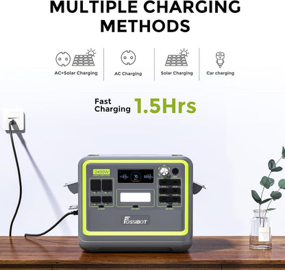 Modo Living FOSSIBOT F2400 Powerstation 2400W (4800W Peak) mit 200W Solarpanel