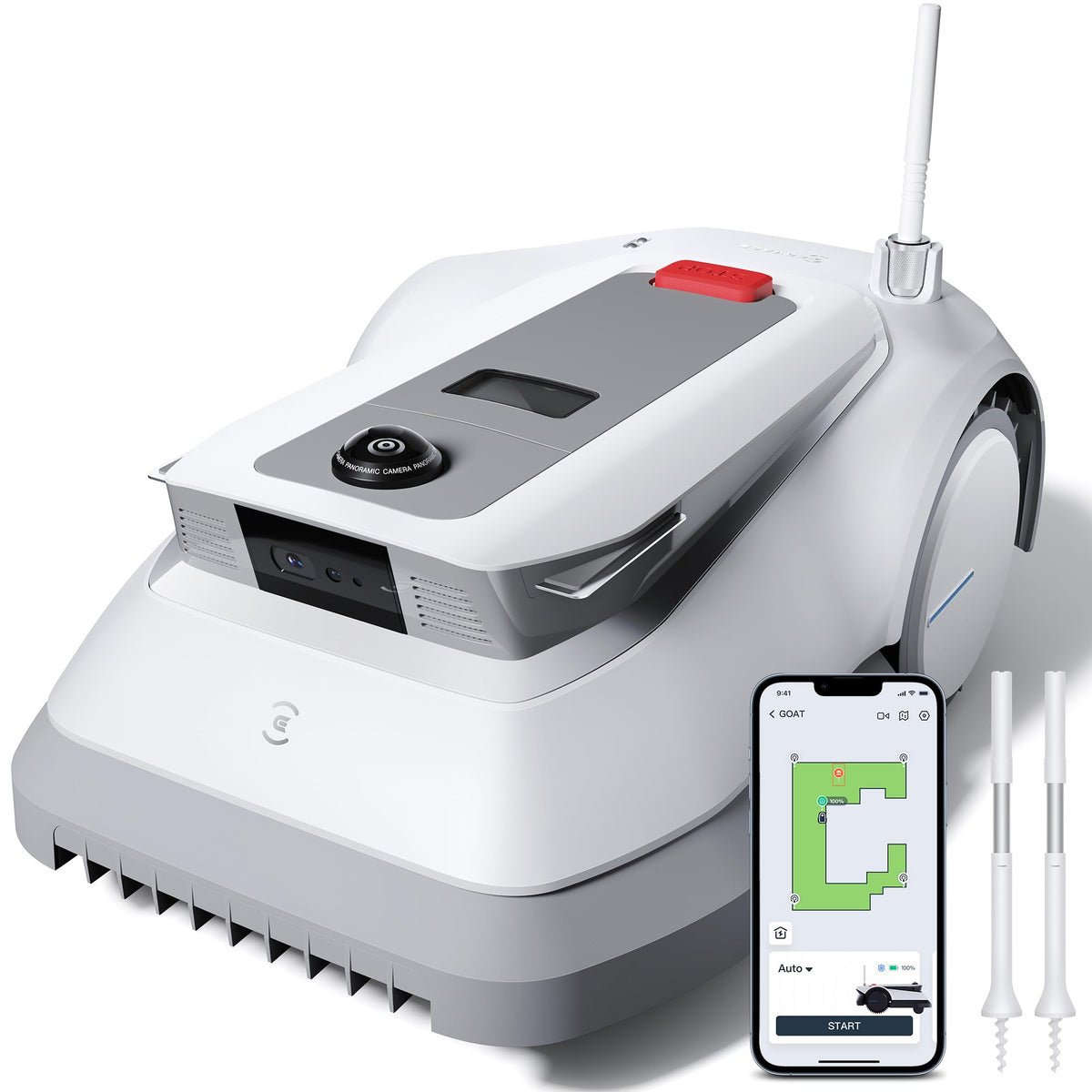 ECOVACS GOAT G1-800 Mähroboter 800m2 ohne Begrenzungskabel, vollautomatischer kartierender Rasenroboter, Ultra-Weitband+Vision+GPS-Positionierung, 16-Zonen-Management, intelligente Hindernisvermeidung