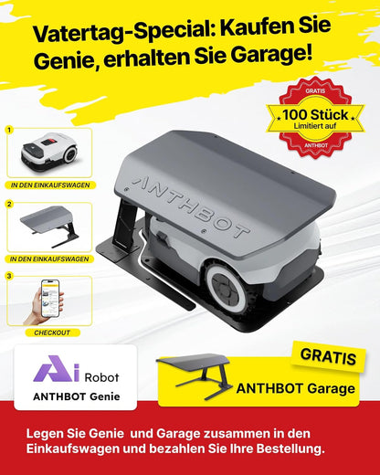 Modo Living ANTHBOT Genie Mähroboter ohne Begrenzungskabel 3600 m2, Full Band RTK + 4-Augen-Vision Roboter-Rasenmäher, 30+ Mehrzonen-Management, KI-Intelligente Hindernisvermeidung & Rasenpflege - Genie 3000