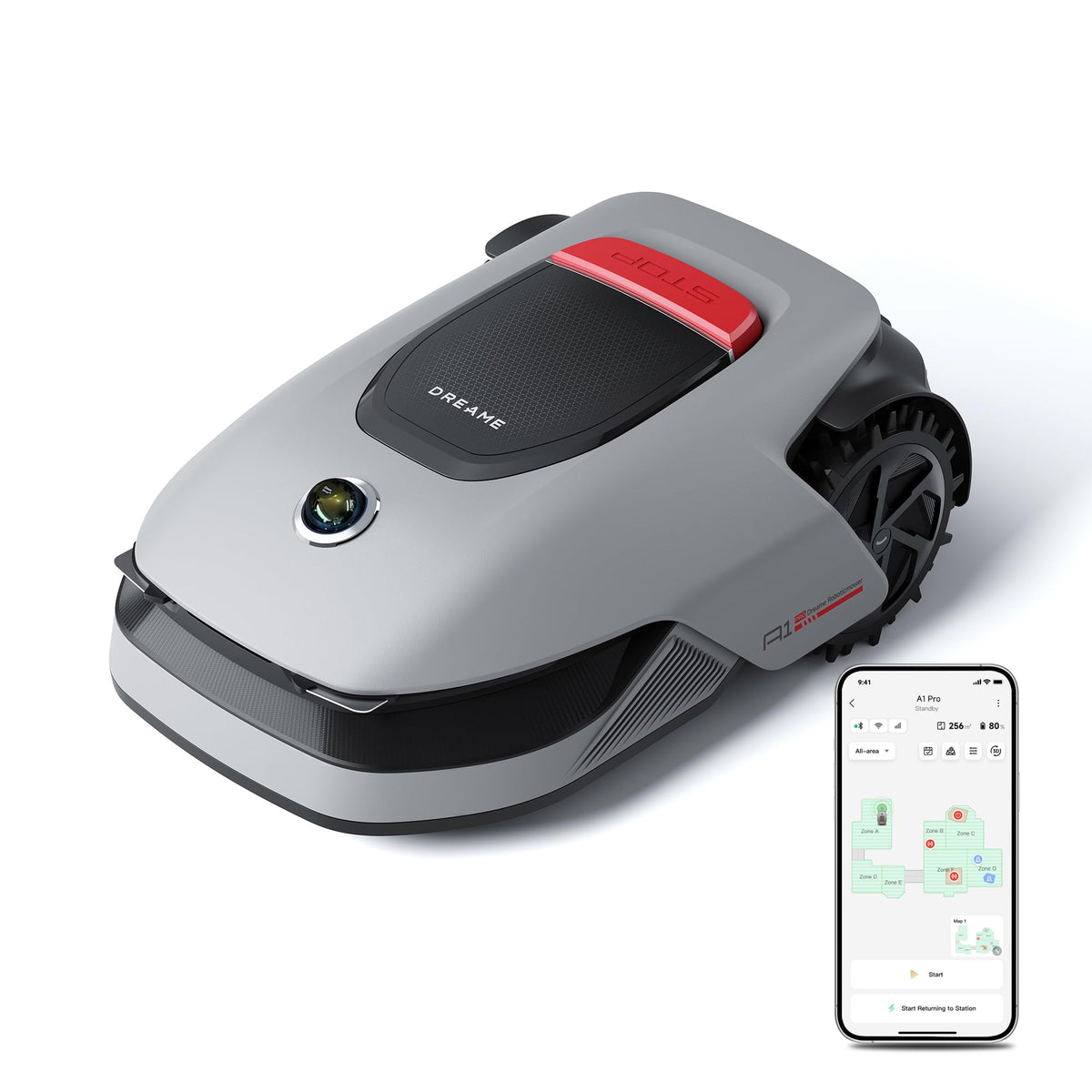 DREAME Mähroboter A2, Auto-Begrenzungseinrichtung,3000 m2,Dual-Fusion-Kartierung, OmniSense-2.0-Hindernisvermeidung, EdgeMaste-Schneidsystem, Leiser Nabenmotor, Steigung bis 26,5°, Smart-App-Steuerung