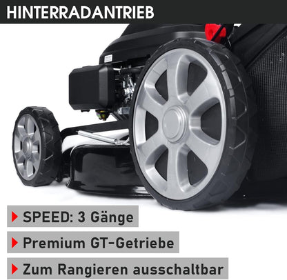 Modo Living BRAST® Benzin Rasenmäher mit Antrieb | 5,2kW (7PS) | 55cm Schnittbreite | viele Modelle | TÜV | 30-80mm Schnitthöhe | 60L Fangkorb | 4 Takt OHV Motor | Stahlgehäuse | Speed