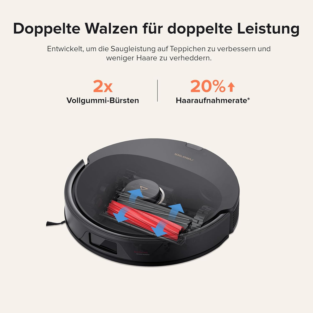 Modo Living Roborock Q8 Max+, 5500Pa, DuoRoller, 2.5L Staubbeutel, 350ml Wassertank, LiDAR Navigation