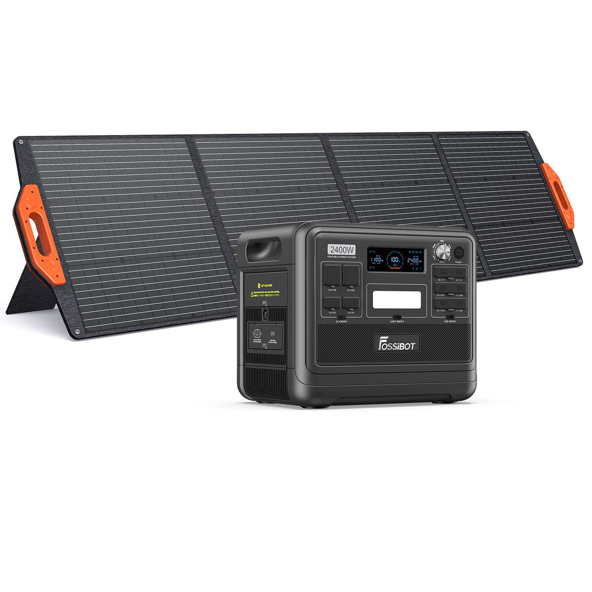 FOSSIBOT F2400 Solargenerator, Tragbare Powerstation 2048Wh LiFePO4 Batterie-Backup mit 2400W AC Ausgängen (4800W Peak), Power station für Outdoor-Camping, Wohnmobil-Reisen, Hausgebrauch