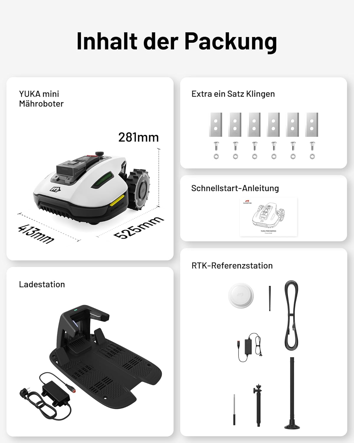 Modo Living YUKA Mini 500 Robotic Lawnmower, No Boundary Cable, 4G, Auto Mapping, 500m2, 50% Incline