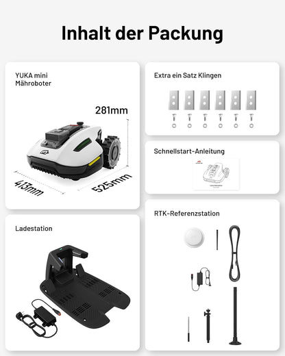 Modo Living YUKA Mini 500 Robotic Lawnmower, No Boundary Cable, 4G, Auto Mapping, 500m2, 50% Incline