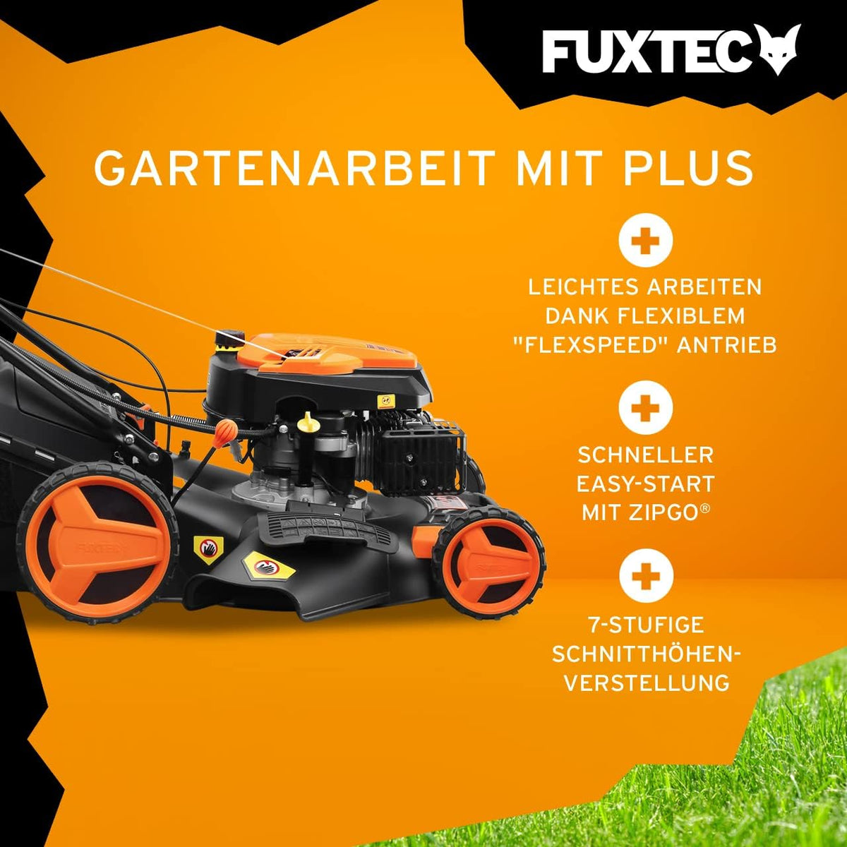 Modo Living FUXTEC FX-RM5196eSPRO 4in1 Benzinmäher, E-Start & Antrieb, 51 cm Schnitt