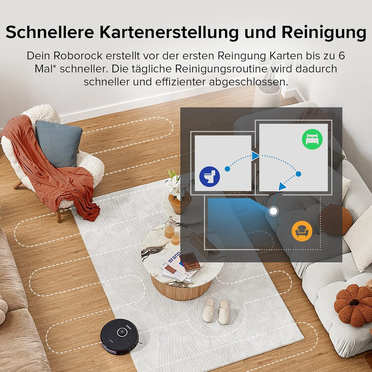 Modo Living Roborock S8, 6000Pa, Doppelbürste, 3D Hindernisvermeidung, Alexa-kompatibel, Tierhaare