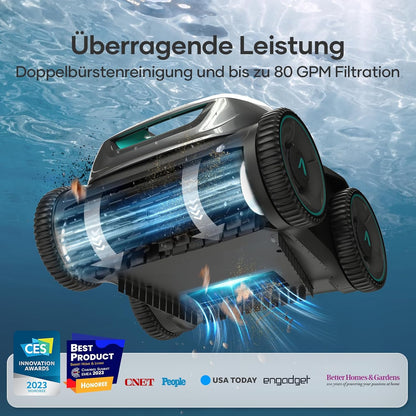Modo Living AIPER ZT6002 Poolroboter, Quad-Motor, WavePath, 3 Modi, Kabellos, Boden & Wand, bis 150m2