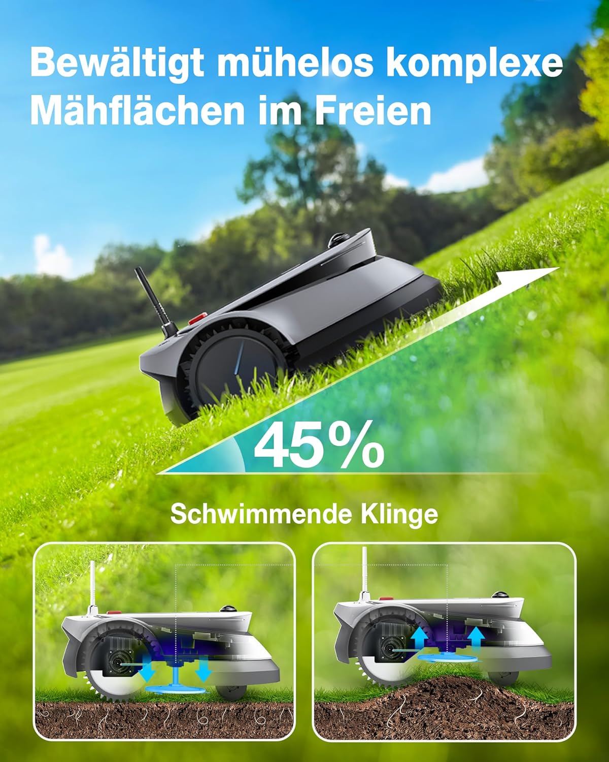 Modo Living GOAT G1-800 Mähroboter 800 m2, ohne Kabel, GPS & Hindernisvermeidung