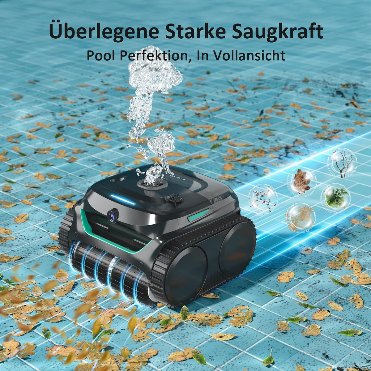 Modo Living WYBOT C2 Vision AI Kabelloser Poolroboter, Akku, Boden & Wand, Zweischicht-Filter, starke Absaugung, bis 180m2