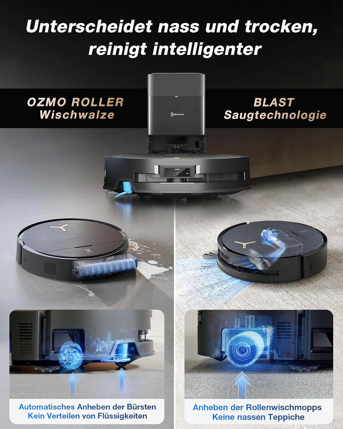 Modo Living X9 PRO Omni, 16.600Pa, OZMO Roller, ZeroTangle 3.0, Heißwasser-Wischung, TruEdge 2.0, YIKO-GPT