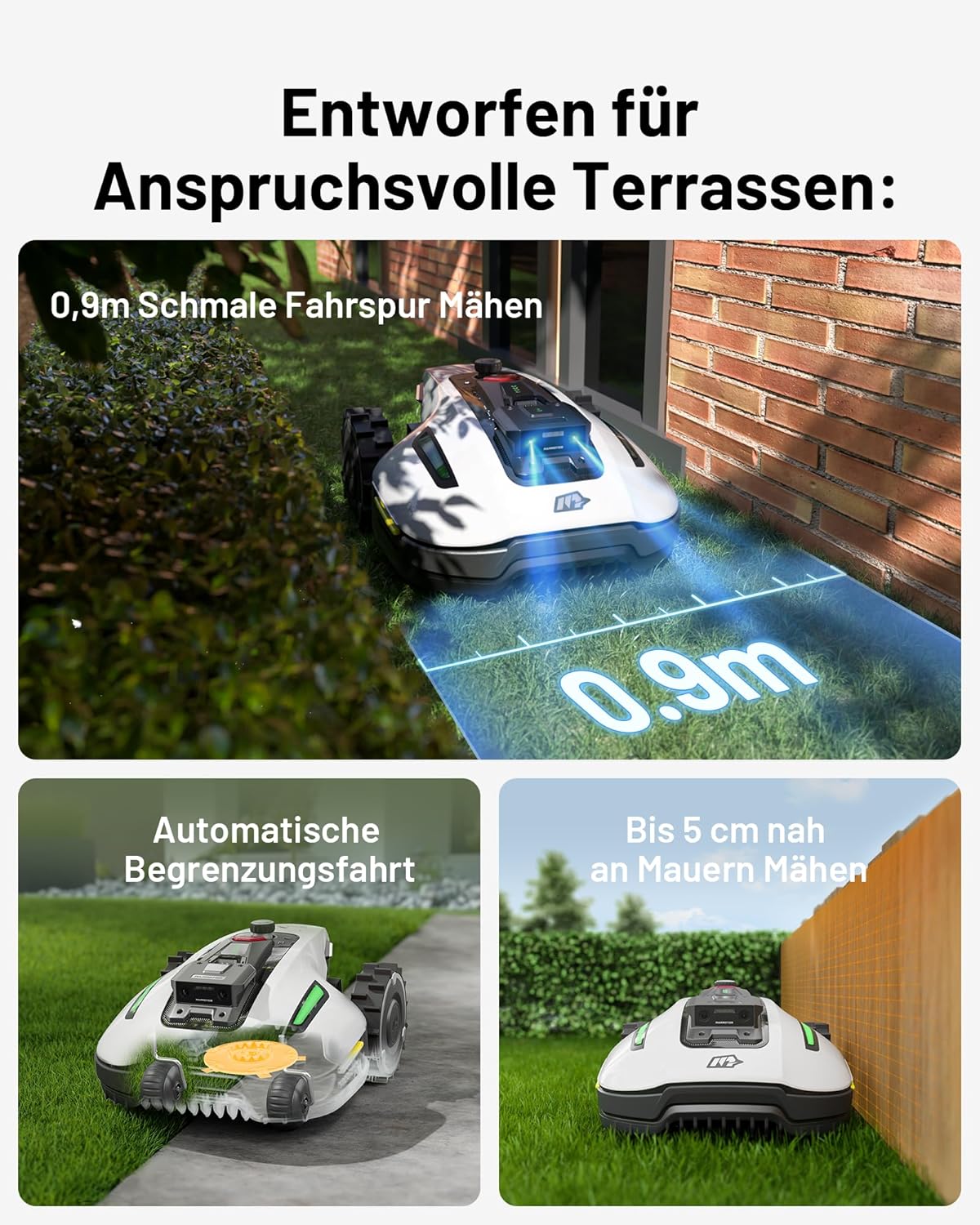 Modo Living YUKA Mini 500 Robotic Lawnmower, No Boundary Cable, 4G, Auto Mapping, 500m2, 50% Incline