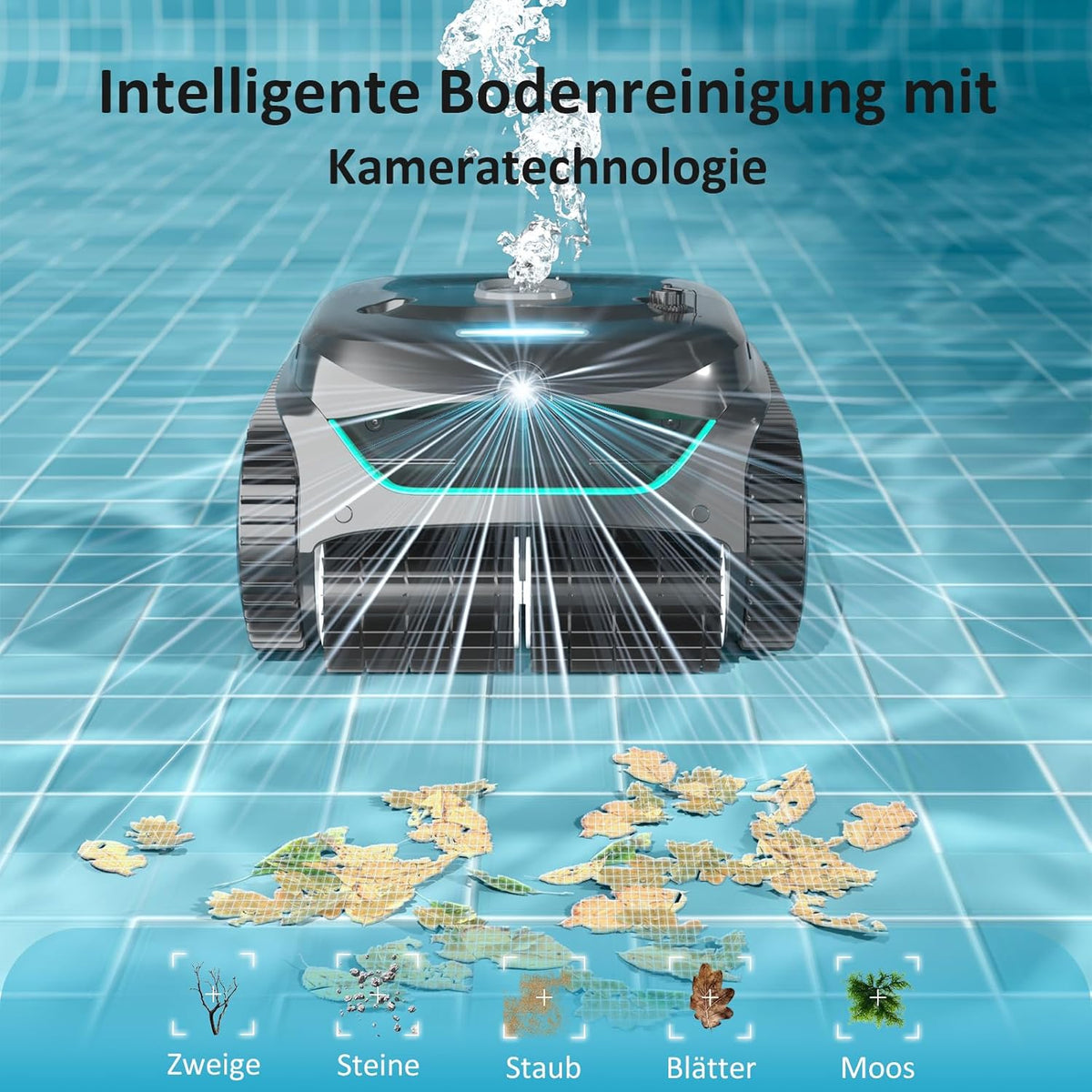 Modo Living WYBOT C2 Vision AI Kabelloser Poolroboter, Akku, Boden & Wand, Zweischicht-Filter, starke Absaugung, bis 180m2