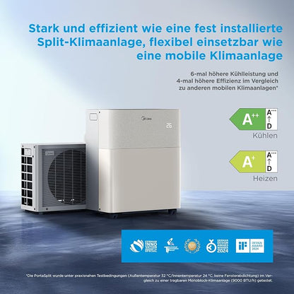 Midea PortaSplit-E Tragbare Klimaanlage 12000 BTU Heizung Kühlung, Fernbedienung