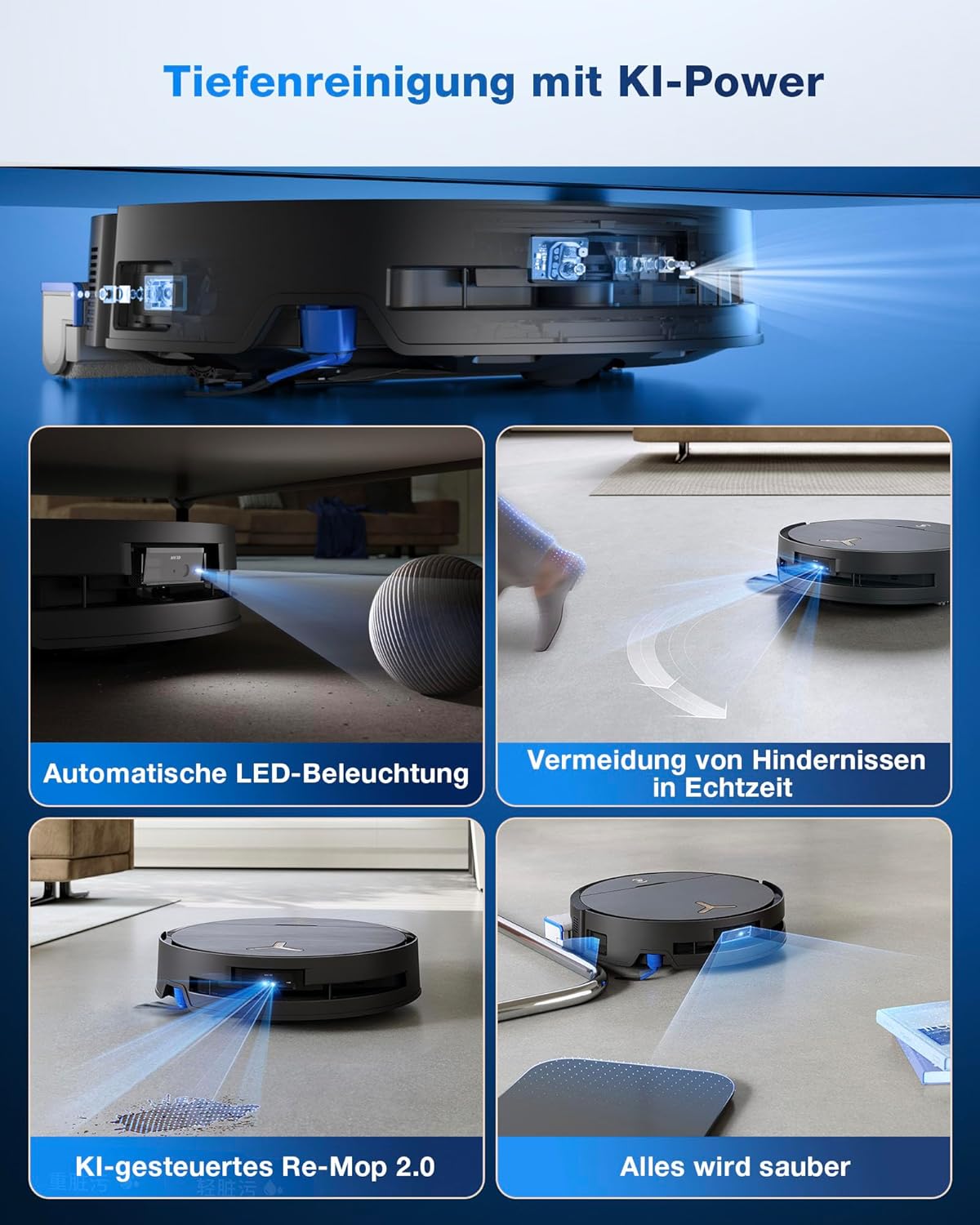 Modo Living X9 PRO Omni, 16.600Pa, OZMO Roller, ZeroTangle 3.0, Heißwasser-Wischung, TruEdge 2.0, YIKO-GPT