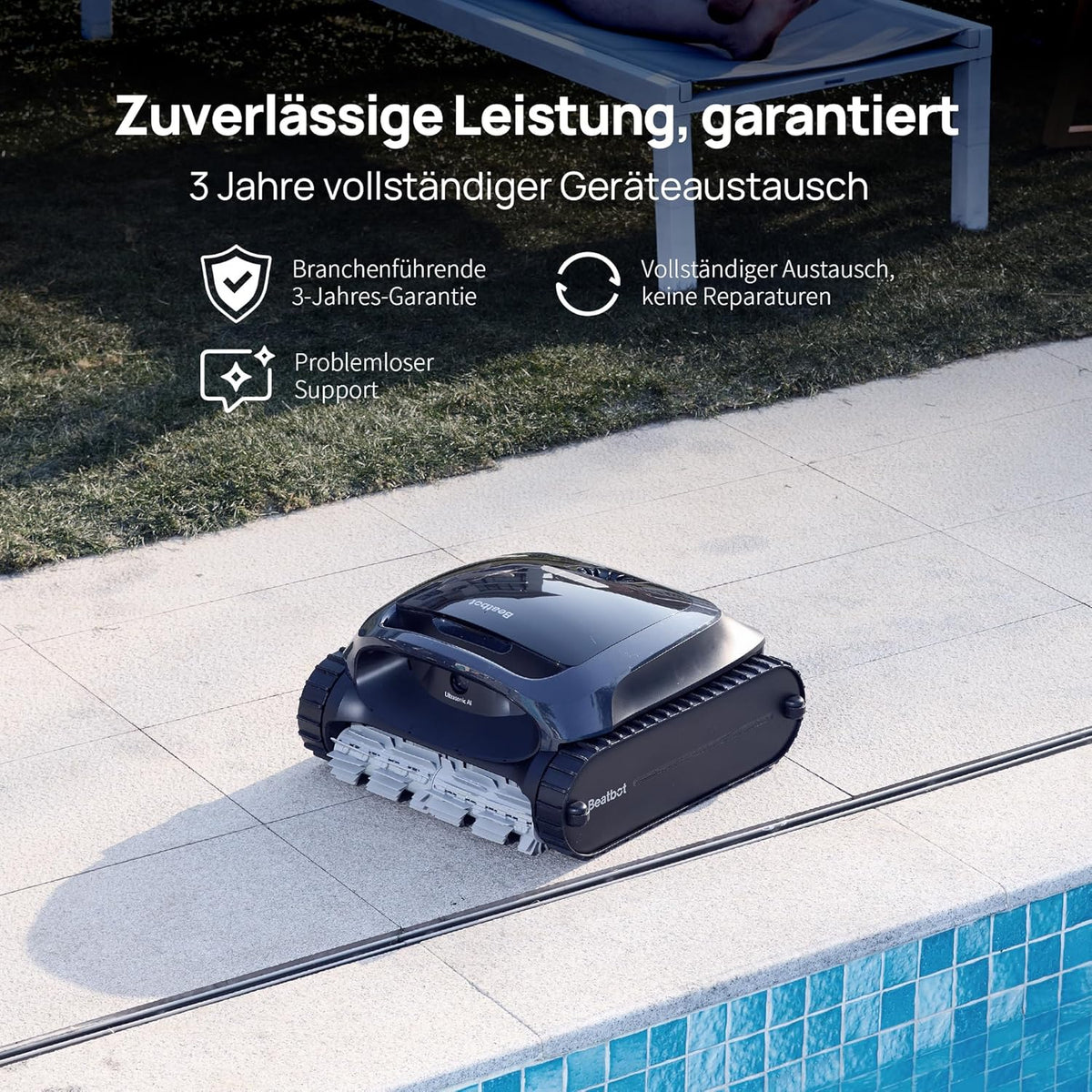 Modo Living Beatbot AquaSense 2 Akku Poolroboter, Boden & Wand, Wasserlinie doppelt, bis 300m2, Midnight Blue