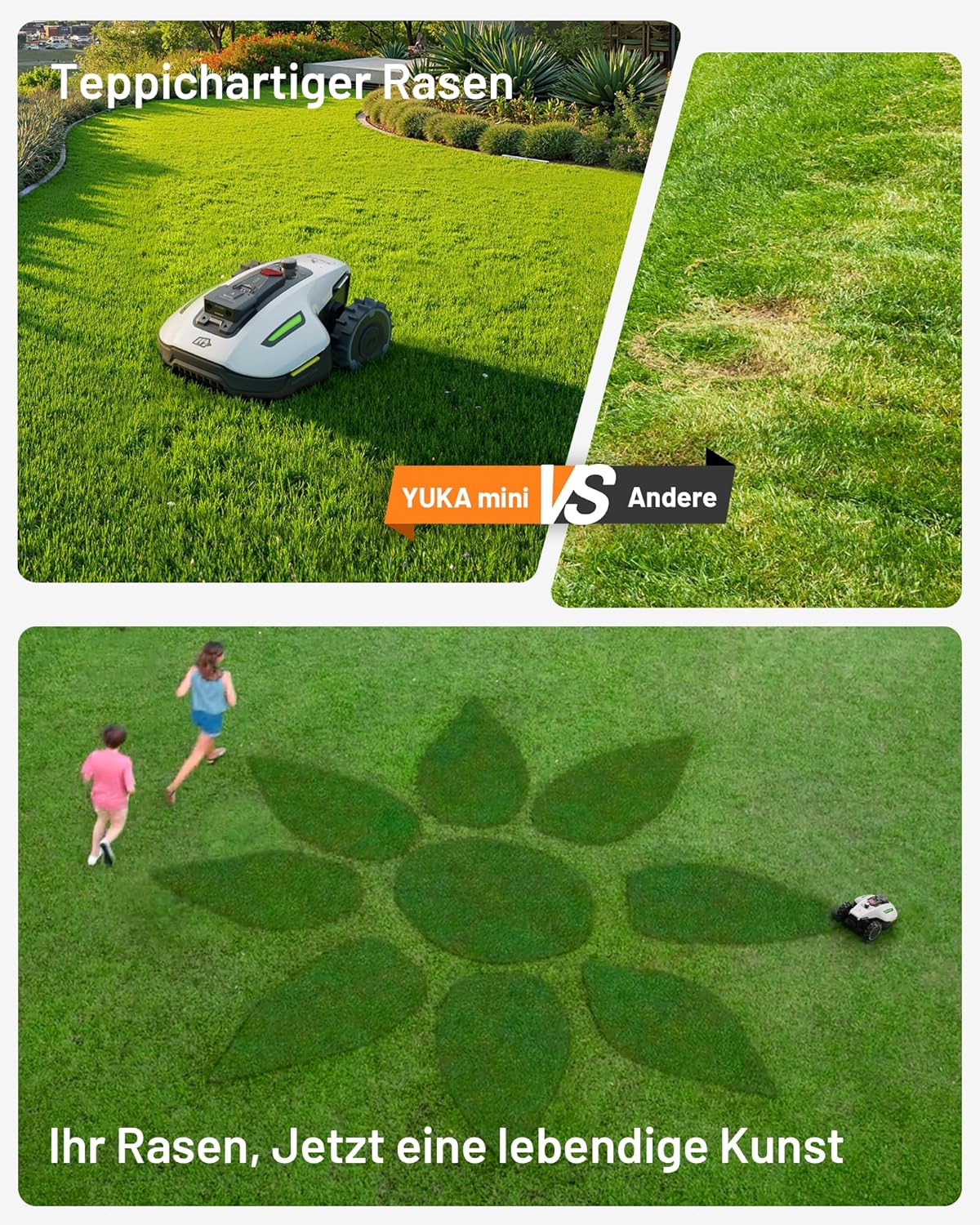 Modo Living YUKA Mini 500 Robotic Lawnmower, No Boundary Cable, 4G, Auto Mapping, 500m2, 50% Incline
