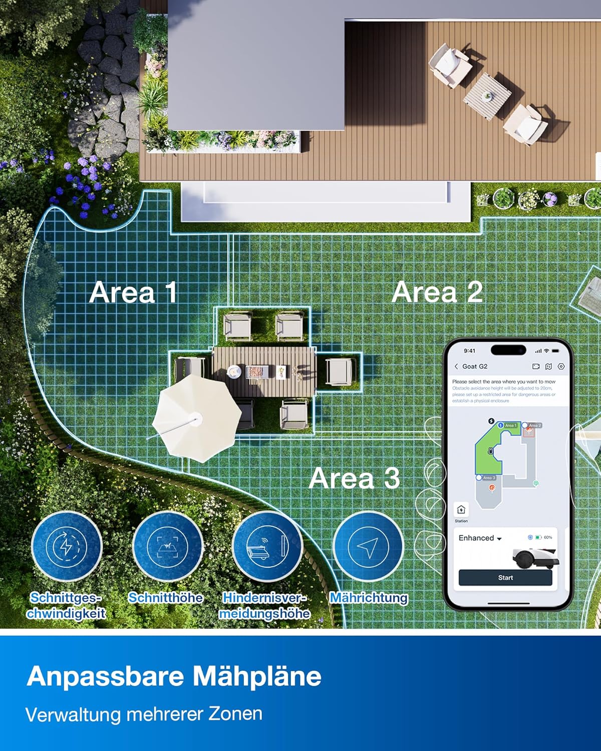 Modo Living Goat O500 Mähroboter 500 m2, LiDAR & ohne Kabel