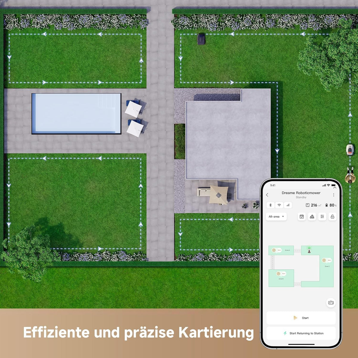 Modo Living Dreame A1 Pro Mähroboter, 2000m2, Drahtlos, OmniSenseTM, App & Zonensteuerung, Hindernisvermeidung