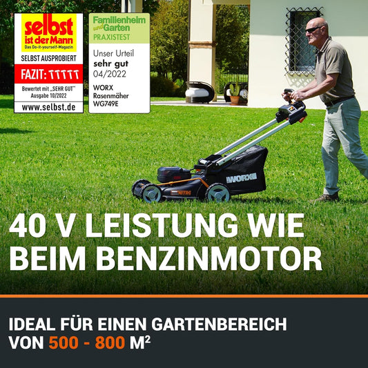 Modo Living WG749E Akku-Rasenmäher 40V, 46 cm, Radantrieb & Akku-Set