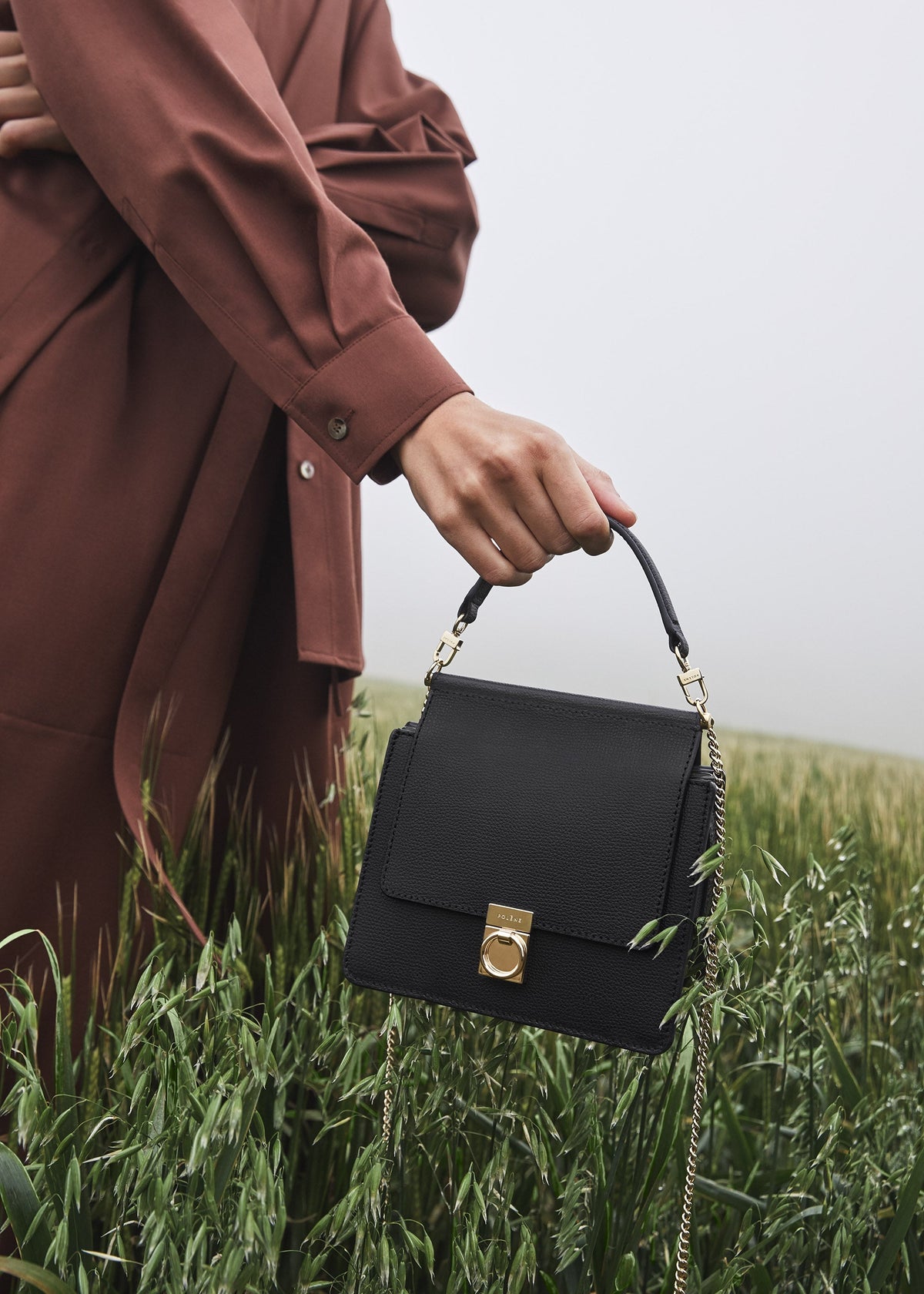 Numéro Sept Mini - Schwarz Genarbtes Leder