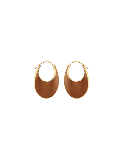 Schmale Creolen Éole - Leder Camel