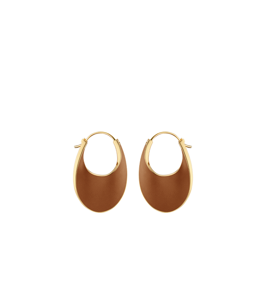 Schmale Creolen Éole - Leder Camel