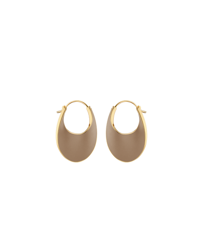 Schmale Creolen Éole - Leder Taupe